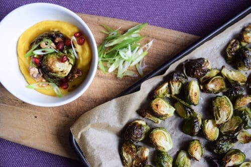 Pomegranate Walnut Roasted Brussels Sprouts