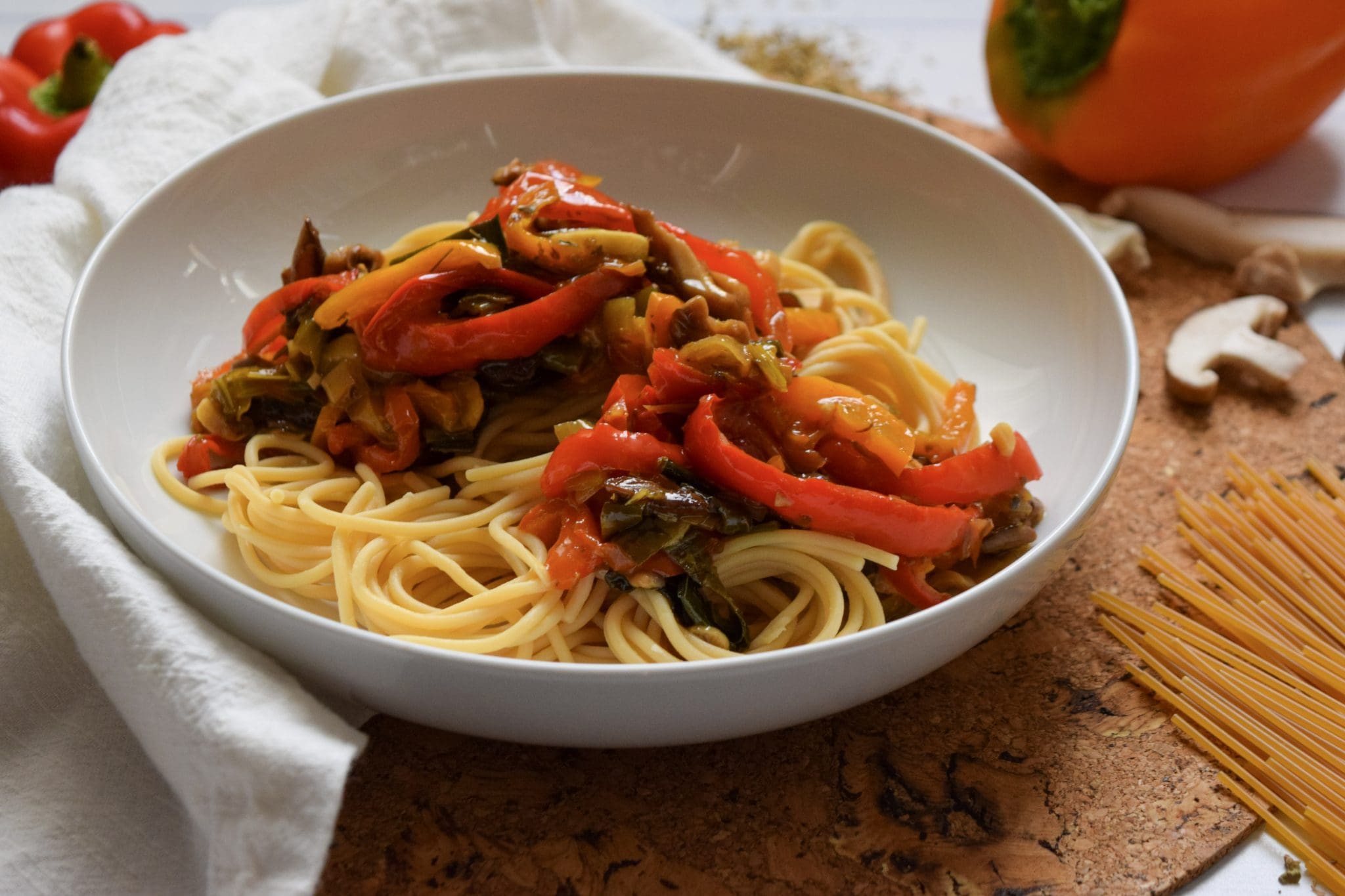 Quick Braised Sweet Pepper Pasta – Drizzle Kitchen